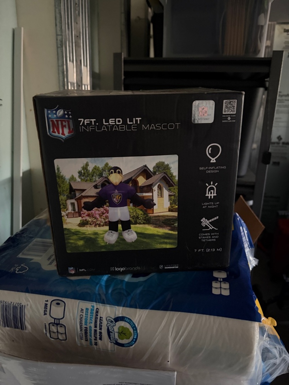 NFL Purple and White Inflatable Mascot with Black Accents - Ravens